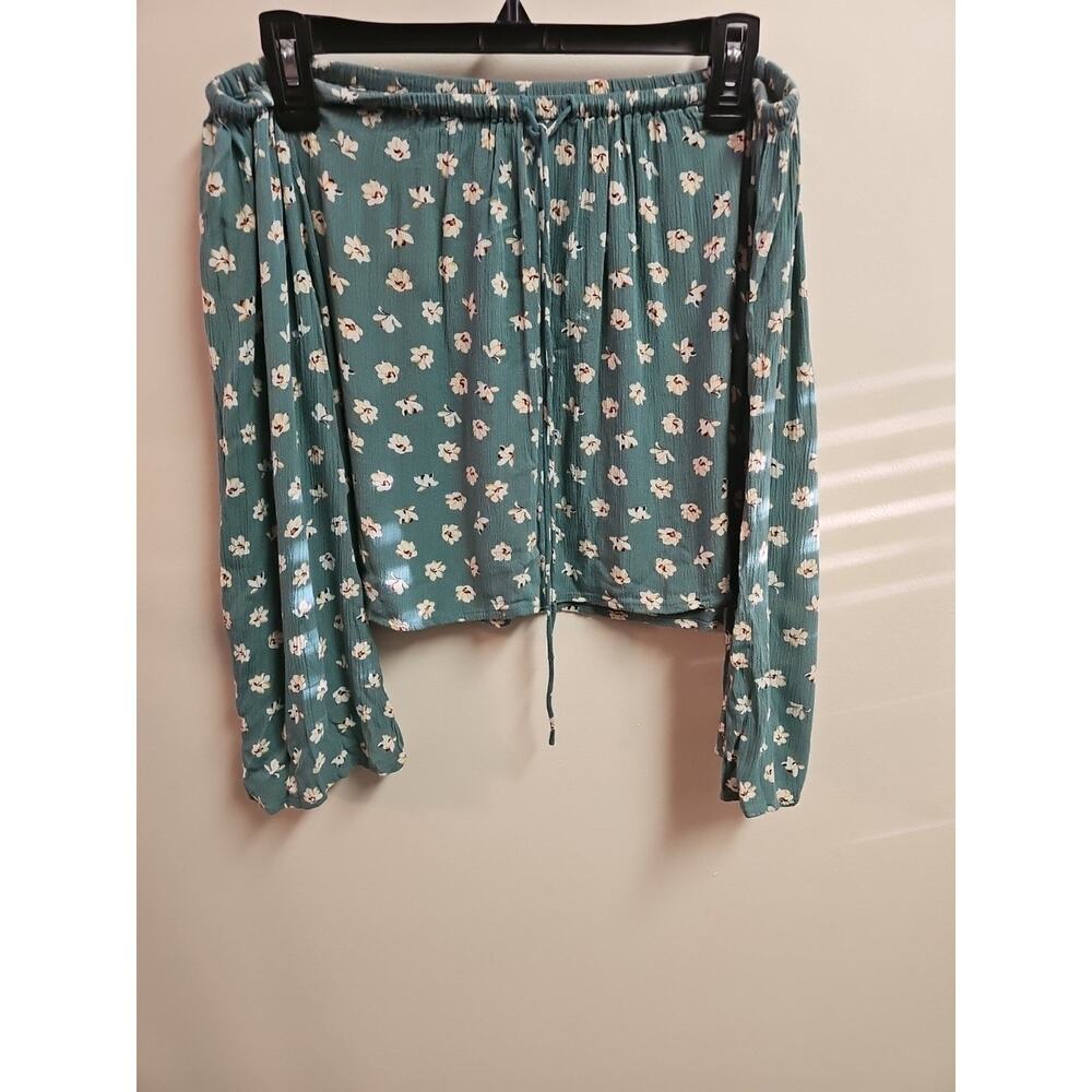 Billabong Green Boho Prarie Off Shoulder Blouse SZ M